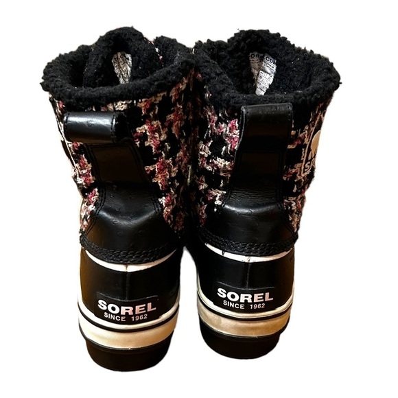 Sorel Black Winter Snow Boots Women's Tivoli Tweed Valentine/Winter Houndstooth - Picture 5 of 9